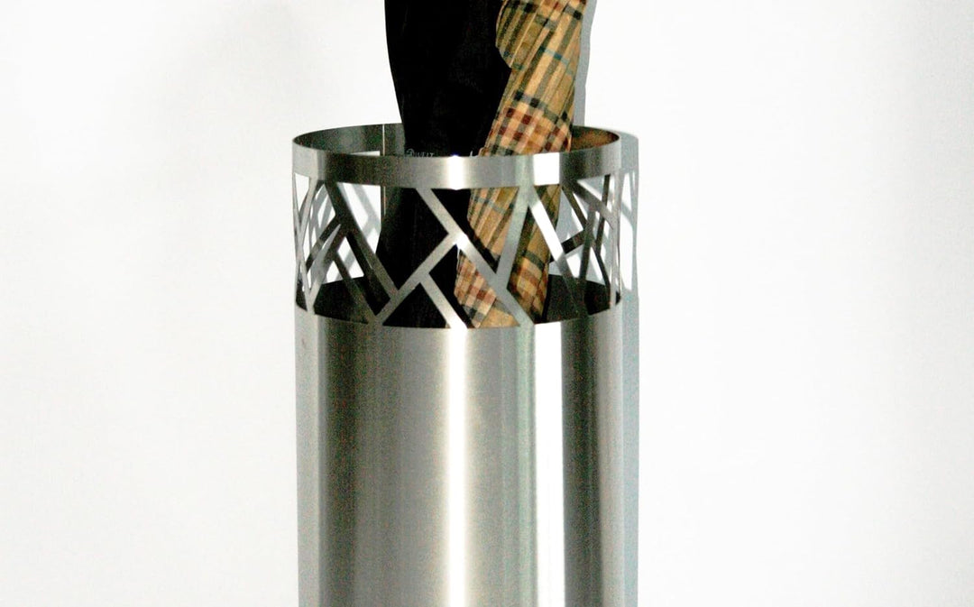 Regenschirmständer Design Fence, 49 x Ø 22,5 cm, Edelstahl mattiert, Marke: Szagato, Made in Germany