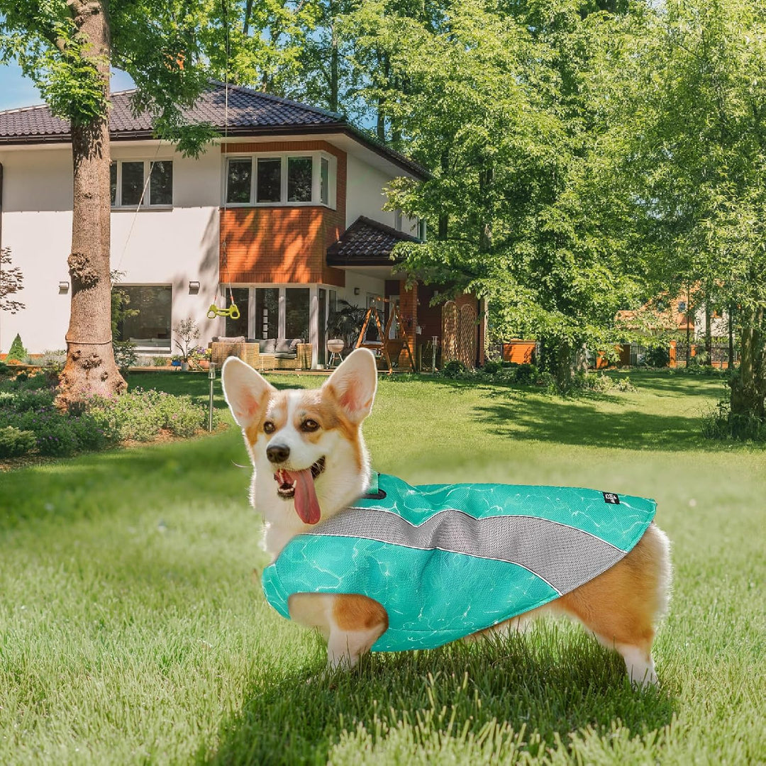 Kühlweste für Hunde mit Doppelten Verstellbaren Reissverschlüssen, Atmungsaktiv Sonnenschutz Kühlwes