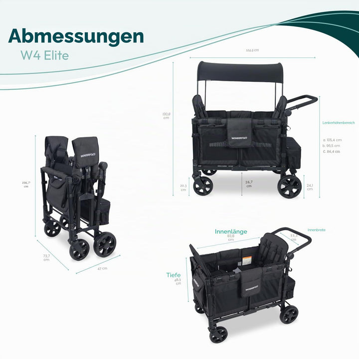 WonderFold W4 Elite Kinderwagen Wagon Volcanic Black