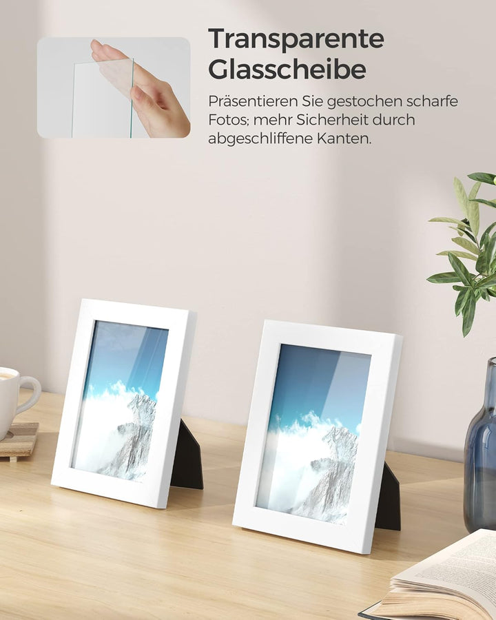 SONGMICS Bilderrahmen Set im 5er-Set, 10 x 15 cm, Fotorahmen mit Glasscheibe, Weihnachten, Rahmen We