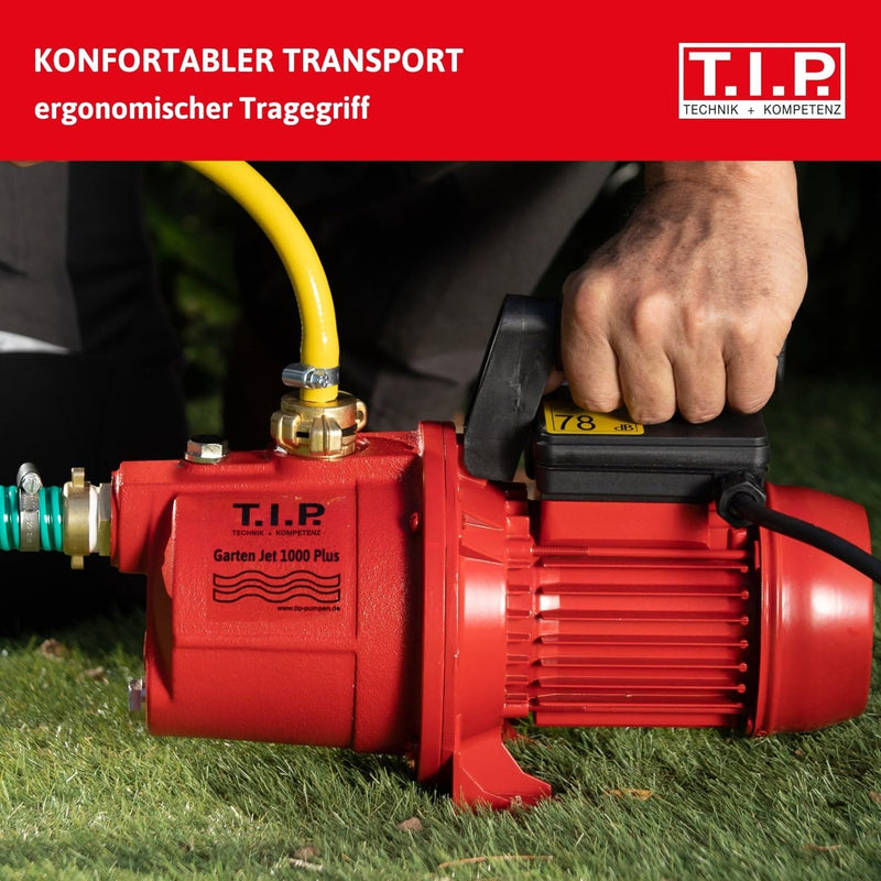 T.I.P. Gartenpumpe Guss (3.500 l/h Fördermenge, 46 m Förderhöhe, 4,6 bar Druck, 800 W, selbstansauge