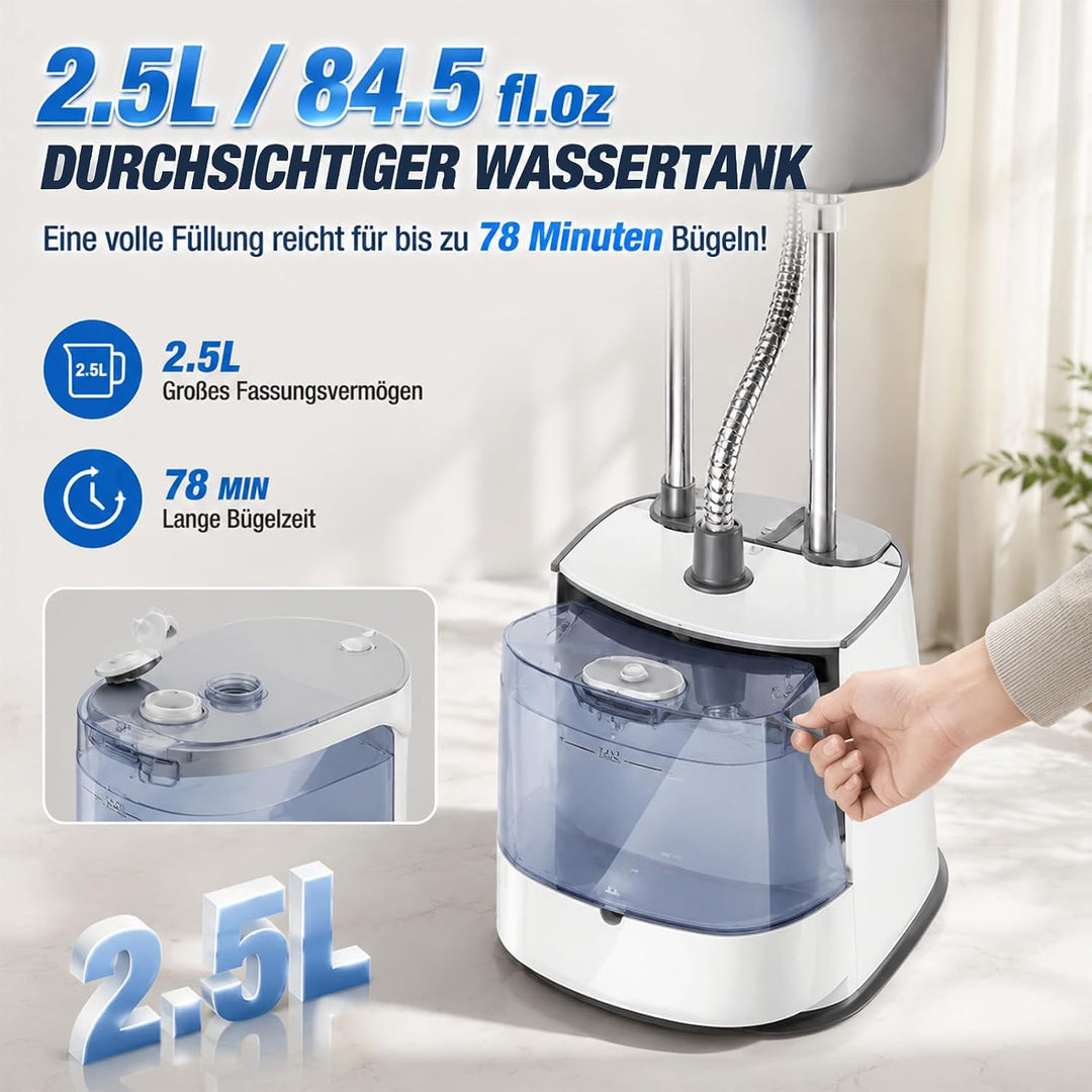 Dampfglätter Vertikaler Steamer, Dampfglätter 1800W mit 45g/min Dampfstoss – Höhenverstellbarer Hand