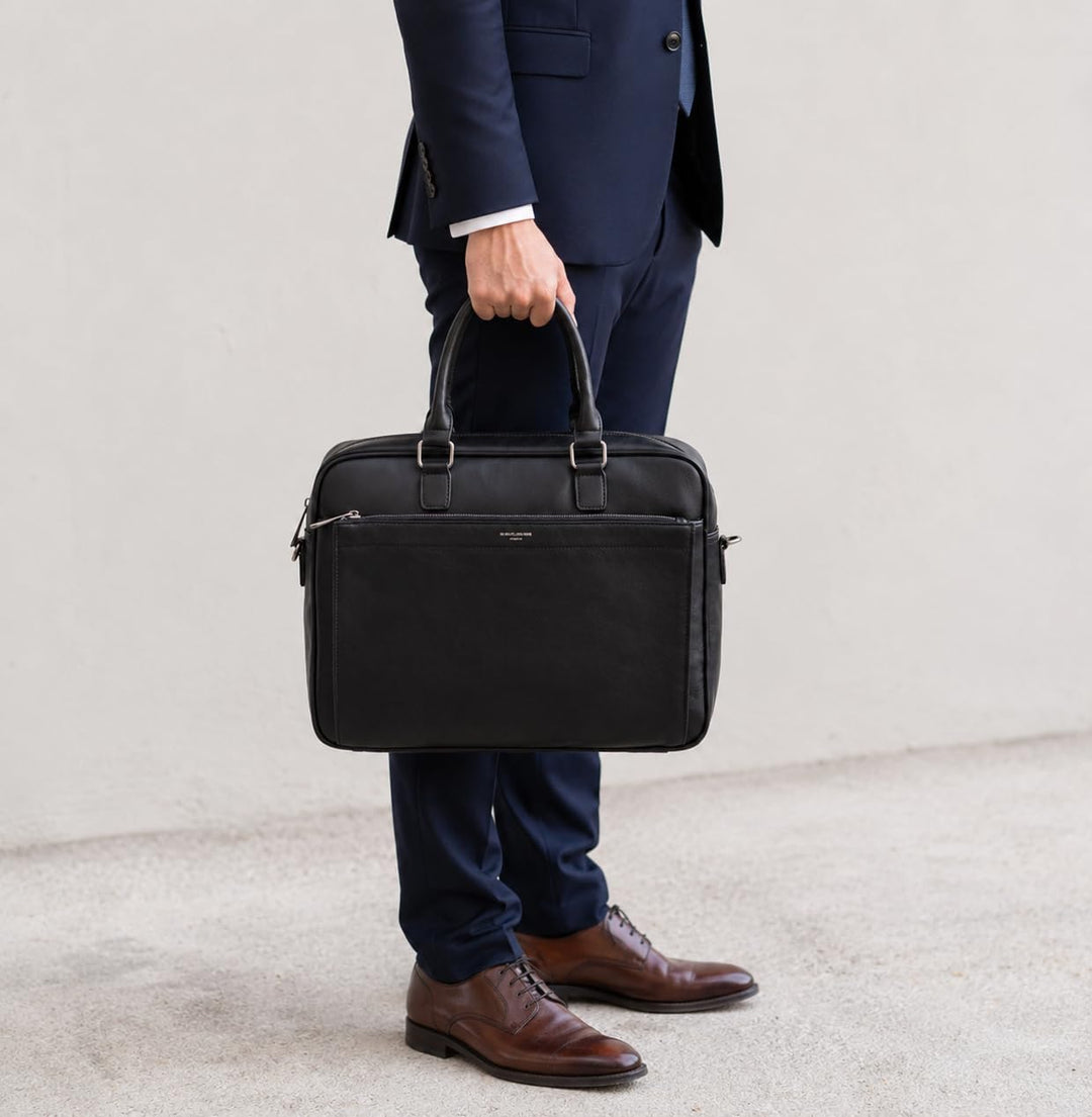 David Jones - Herren Grosse Aktentasche - Mann 15 Zoll Laptoptasche - PU Leder Arbeitstasche Busines