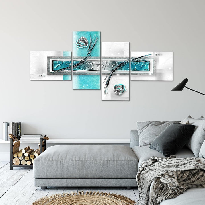 Runa Art Bild XXL 4 Teilig Abstrakt 200 x 100 cm Kunstdruck auf Vlies Leinwand Wanddeko Wohnzimmer S