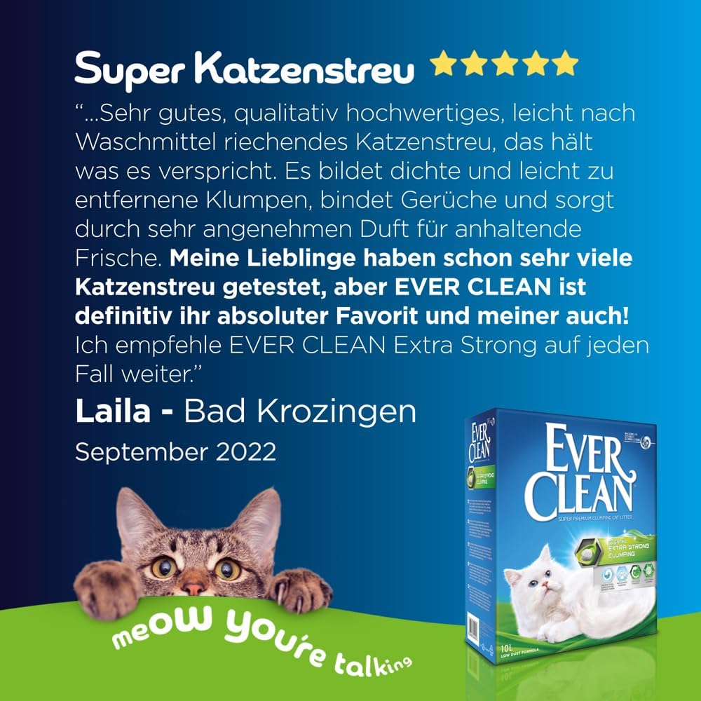 Ever Clean Extrastarkes klumpendes Katzenstreu, 10 Liter, mit Duftstoffen, Extra Strong 10L Extra St