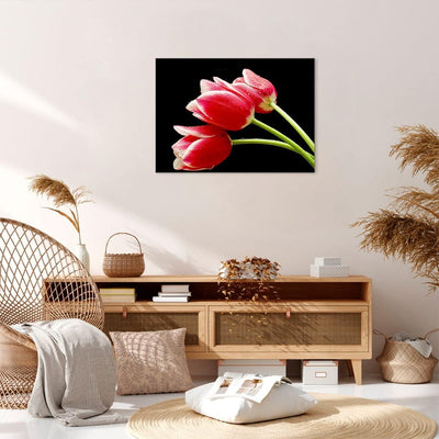 Bilder auf Leinwand Tulpe garten blume blumenstrauss Leinwandbild 70x50cm Wandbilder Dekoration Wohn