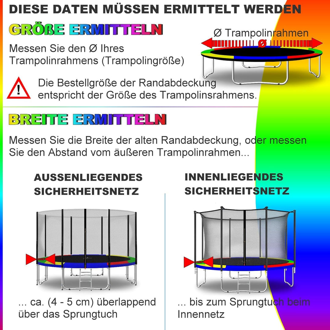 Baunsal® Trampolin Randabdeckung Ø 183 244 250 275 300 305 335 366 370 396 400 427 430 457 460 487 4