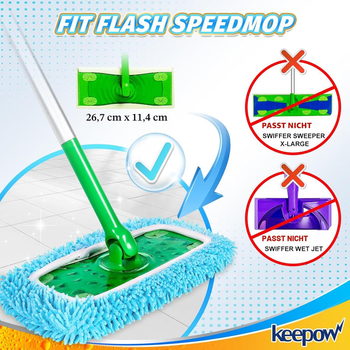 KEEPOW für Swiffer Bodenwischer 30 cm, Mikrofaser-Tücher für Swiffer Feuchte Bodentücher, Ideal für