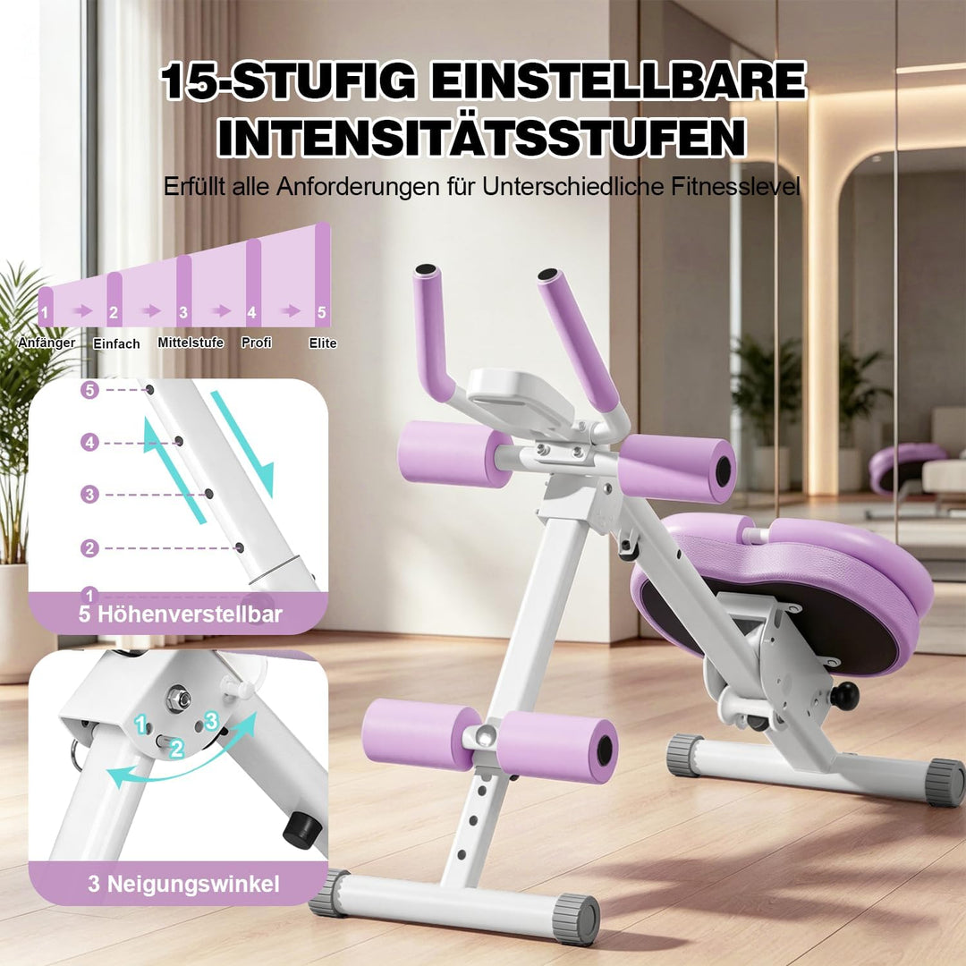 Bauchtrainer für Zuhause, Verstellbares&amp;Klappbar Bauchmuskeltrainer Basis Rückenlehne-Lila, Basis Rü