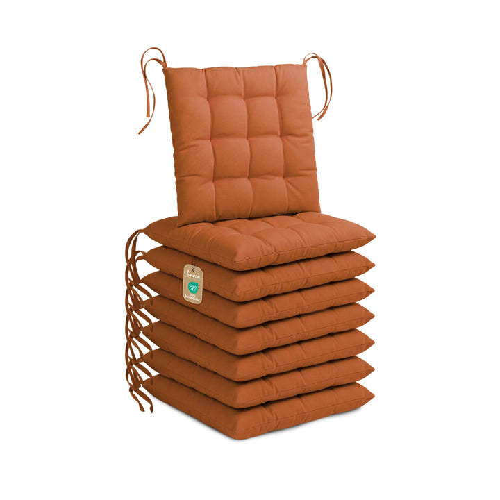 Lavea® Sitzkissen &amp; Stuhlkissen 40x40 cm – 8er Set – mit Stoffbändern – Outdoor &amp; Indoor – waschbar