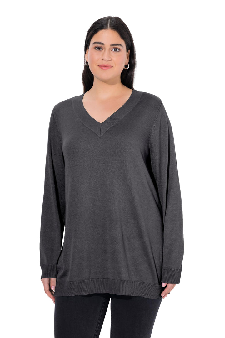 Ulla Popken Damen Pullover 42-44 Anthrazit Melange, 42-44 Anthrazit Melange