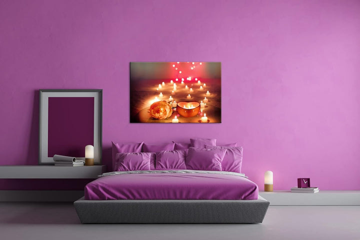 deyoli Romantischer Abend bei Kerzenschein Format: 120x80 als Leinwand, Motiv fertig gerahmt auf Ech