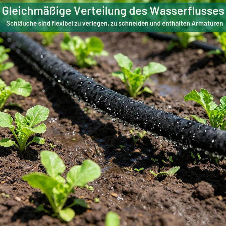 Perlschlauch 10M Garten Tropfschlauch Set - 1/2 Zoll Gartenbewässerung Bewässerungsschlauch 16MM Gar