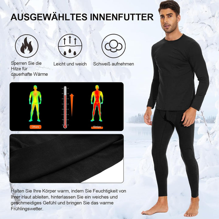 SIMIYA Lange Unterhosen Herren, Extra Warm Thermounterhose Gefütterte Unterhosen Männer Lang, Thermo