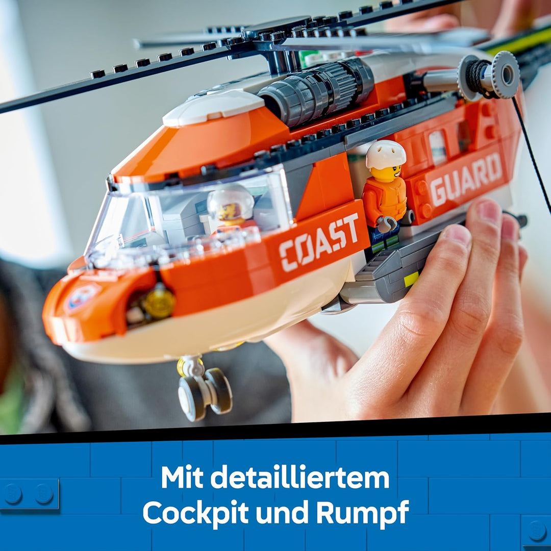 LEGO City Hubschrauber der Küstenwache - Spielzeug Einsatzfahrzeug - Modellbau mit Schiebetüren, Win