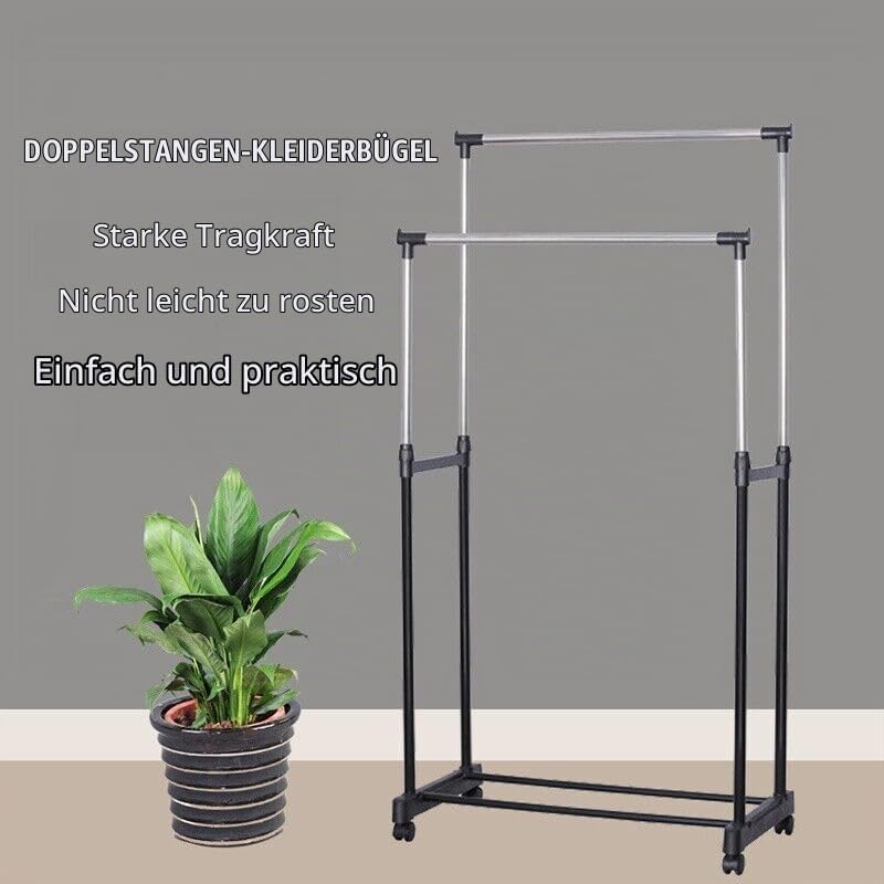 Kleiderständer auf Rollen Garderobenständer Kleiderwagen Höhenverstellbar 138cm