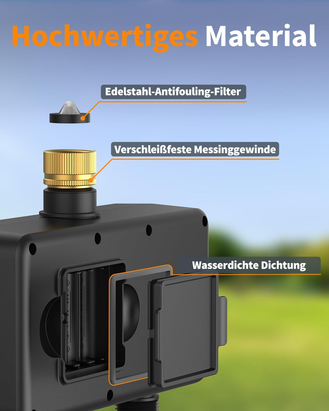 Diivoo Bewässerungscomputer WLAN 3 Ausgänge mit 60M RFID-Technologie, Smart Zeitschaltuhr Bewässerun