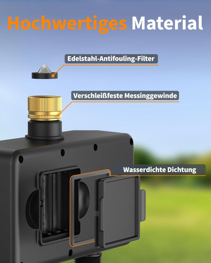 Diivoo WLAN Bewässerungscomputer mit 2 Ausgängen, Messinganschlüssen & 12 Zeitplänen, Smarte Bewässe