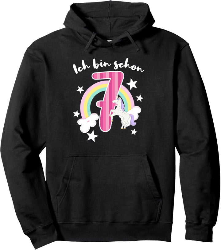 Mädchen Ich bin 7 Jahre alt 7. Geburtstag Einhorn Pullover Hoodie