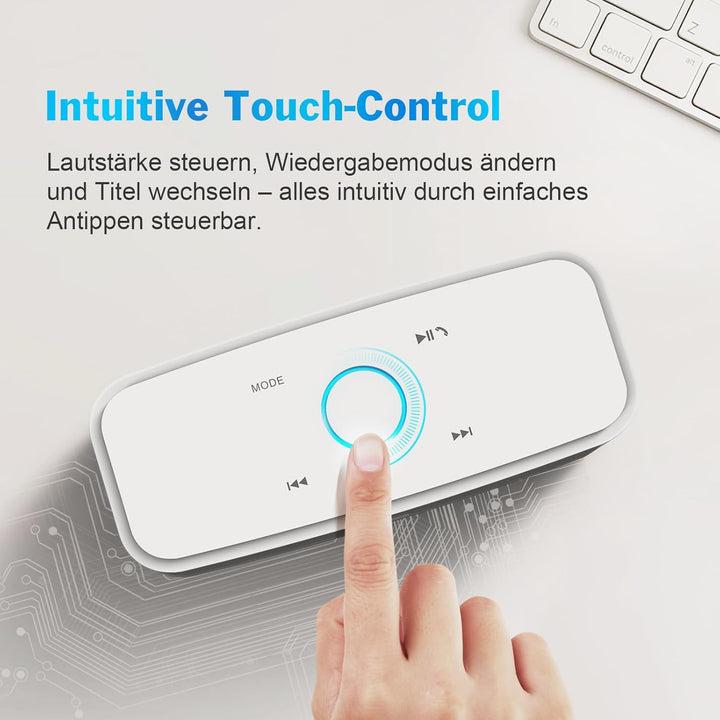 DOSS Bluetooth Lautsprecher, SoundBox Musikbox Bluetooth Box mit Dualen Bass-Treibern, 20h Akku,Touc