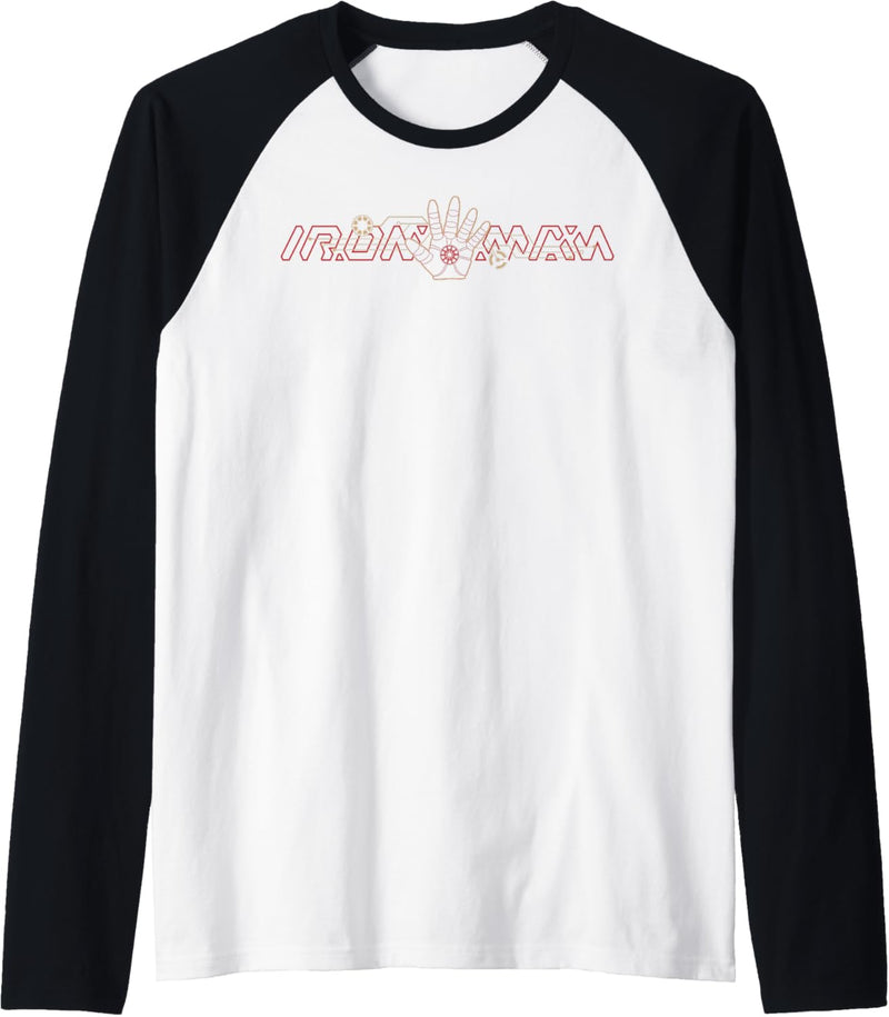 Marvel Iron Man Outline Text Logo Raglan