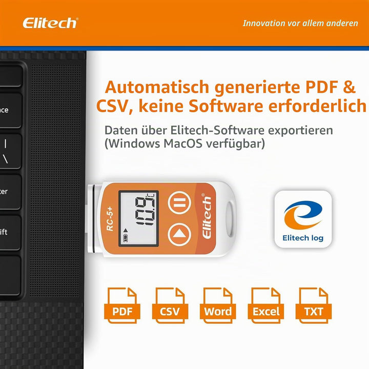 Elitech RC-5 + 10 Packs USB PDF temperature datalogger upgraded from camera shutter LCD display data