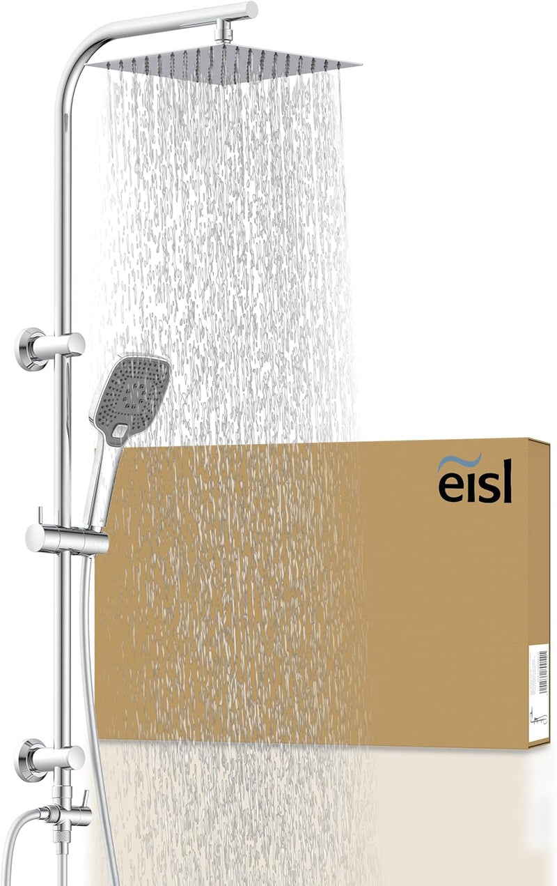 EISL EASY DELUXE Duschset, Duschsystem ohne Armatur 2 in 1 mit grosser Edelstahl Regendusche (300 x