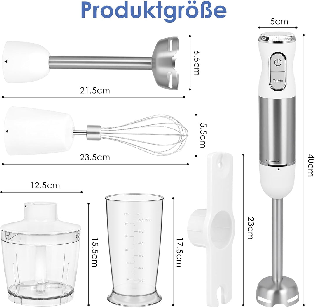 4 in 1 Stabmixer Elektrischer,1000W,Elektrische Stabmixer set,weiss