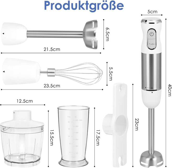 4 in 1 Stabmixer Elektrischer,1000W,Elektrische Stabmixer set,weiss