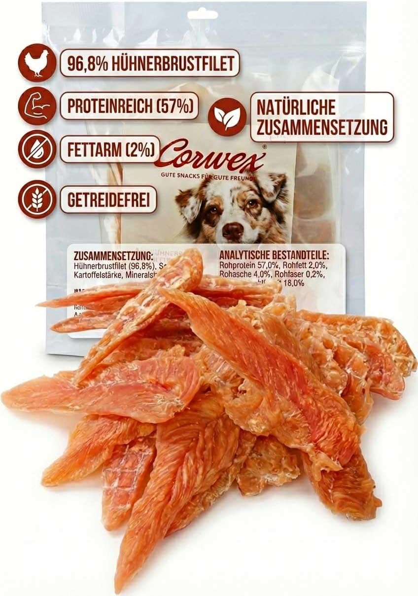 Corwex Hundesnack Hühnerbrustfilet im wiederverschliessbaren Beutel (1 kg) 1 kg (1er Pack), 1 kg (1e
