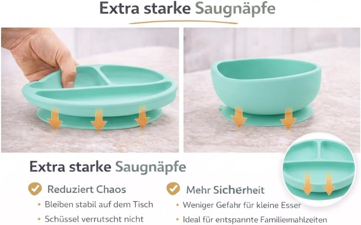 Eliano Sicheres & Rutschfestes Silikon Baby-Geschirrset - 6-teilig | Perfekt für die Beikosteinführu