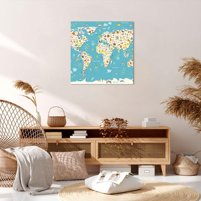 Bilder auf Leinwand Geographie Globus Grafik Illustration Leinwandbild 60x60cm Wandbilder Dekoration