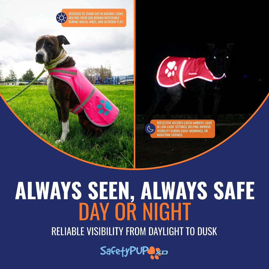 SafetyPUP XD Hund Warnweste, Grössen passen Hunde 14 lbs bis 130 lbs Rosa Gross Gross Rosa, Rosa Gro