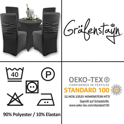 Gräfenstayn 4er-Set Stretch-Stuhlhusse Victoria - runde und eckige Stuhllehnen - VORTEILSPACKUNG - b