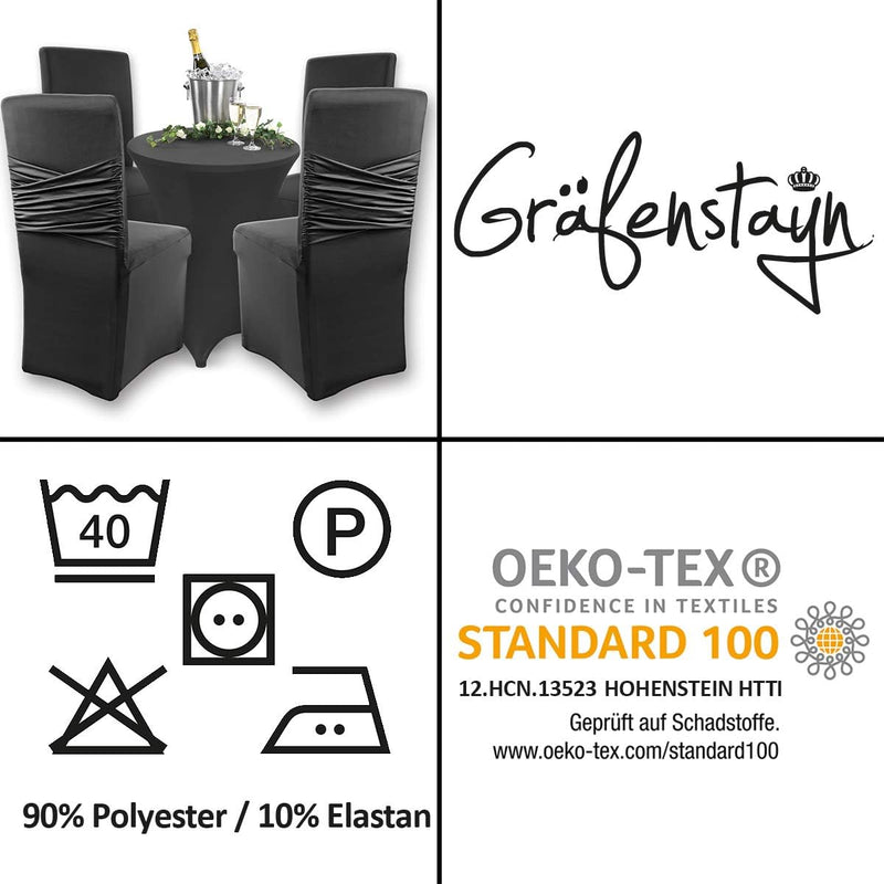 Gräfenstayn 4er-Set Stretch-Stuhlhusse Victoria - runde und eckige Stuhllehnen - VORTEILSPACKUNG - b