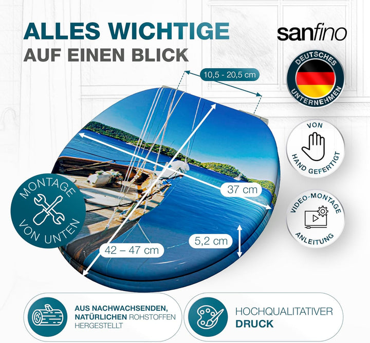 Premium WC Sitz mit Absenkautomatik – hochwertige Toilettendeckel aus Holz, viele bunte Motive, hohe