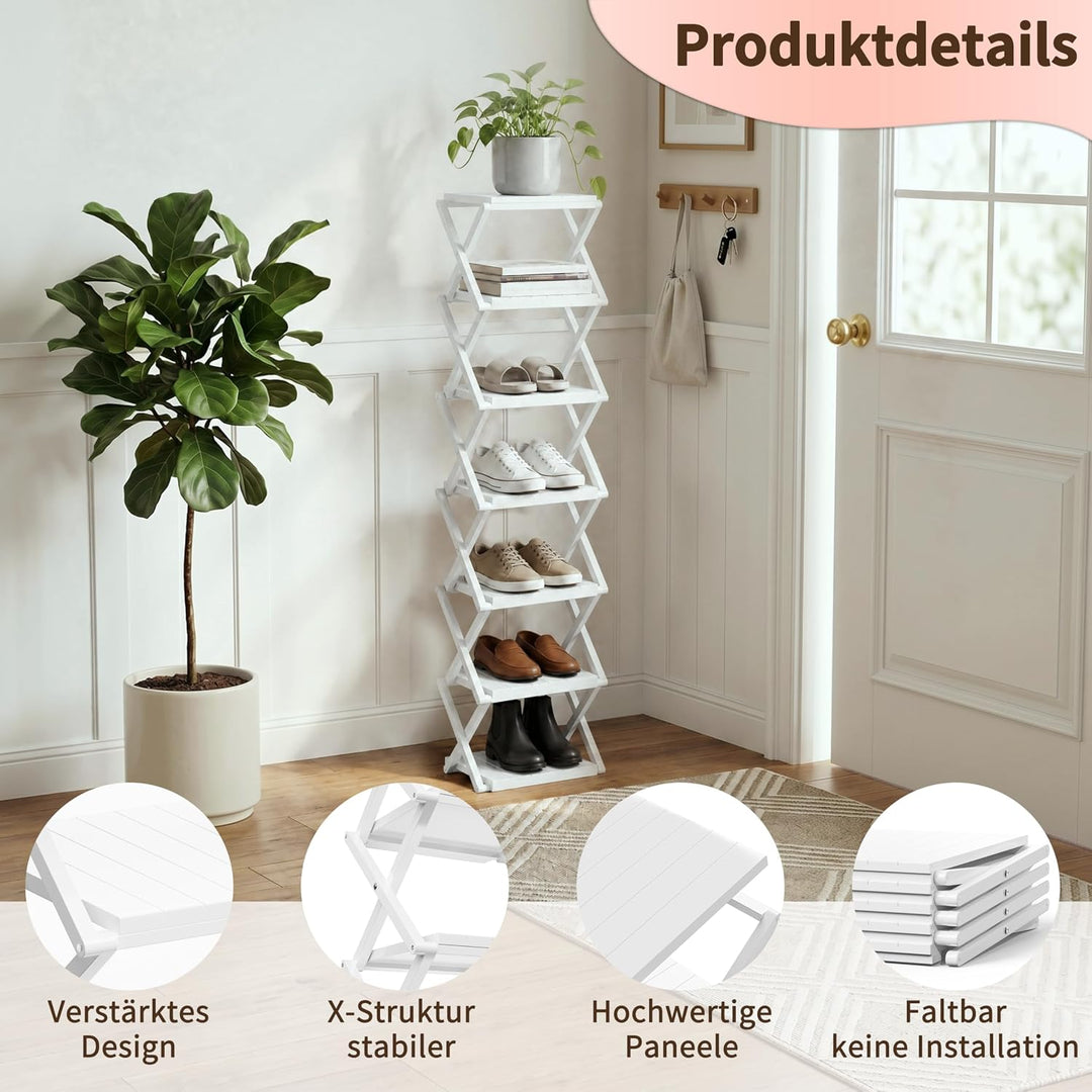 schmales Schuhregal, Ohne Installation, klappbarer Schuhhalter, Tragbare Holz Schuhregale, platzspar