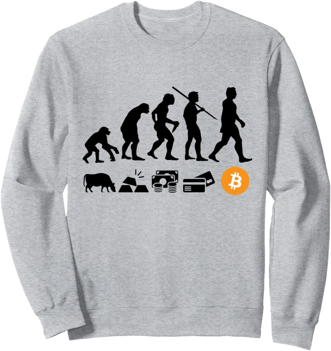 Bitcoin Evolution des Geldes | Ein weisses Hemd BTC Crypto Sweatshirt