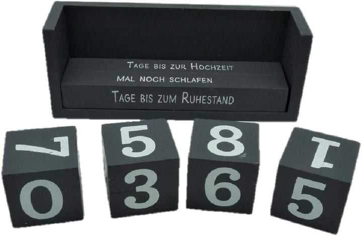 Countdown Würfel Holz 18,5 x 7 cm Tageszähler Grau