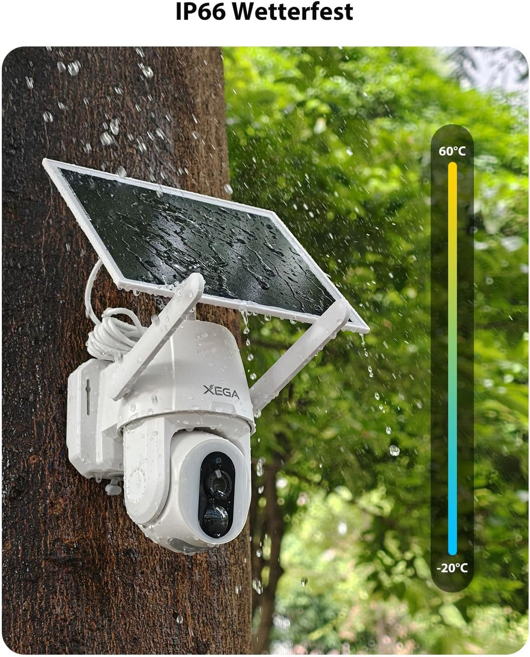 Xega 4G LTE Überwachungskamera mit SIM Karte, Kabellos Solar PTZ IP Kamera Outdoor, Kein WLAN Erford
