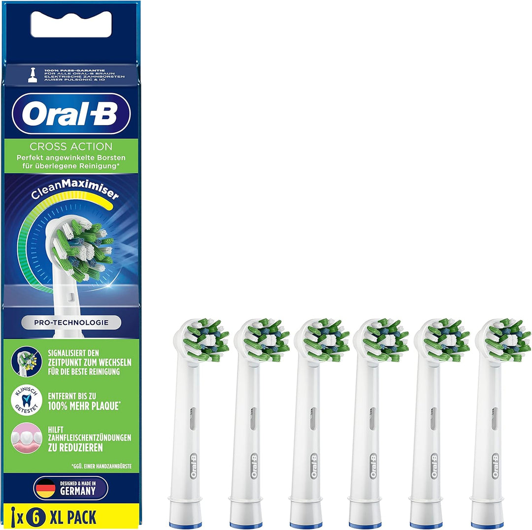 Oral-B Aufsteckbürsten CrossAction CleanMaximizer 6er Grüne 6 stück (1er Pack) Alt, Grüne 6 stück (1