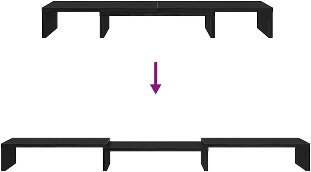 vidaXL Monitorständer Verstellbar Schwarz Eichen-Optik 80x24x10,5 cm, Erhöhung Monitor, Ständer für