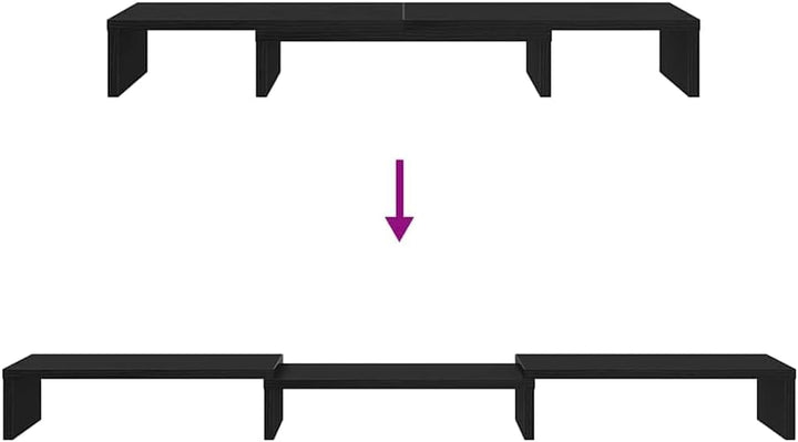 vidaXL Monitorständer Verstellbar Schwarz Eichen-Optik 80x24x10,5 cm, Erhöhung Monitor, Ständer für