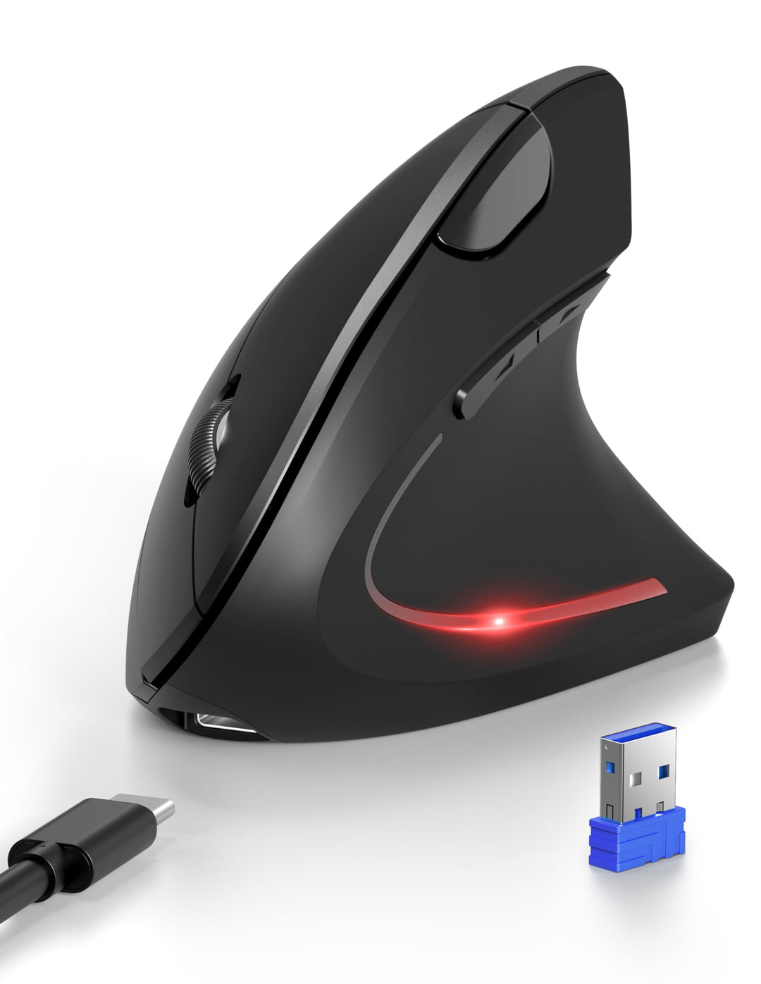 TECKNET Ergonomische Bluetooth Maus, Jiggler Wiederaufladbar Kabellose Maus (BT 5.0/3.0 + 2.4G), 6 E