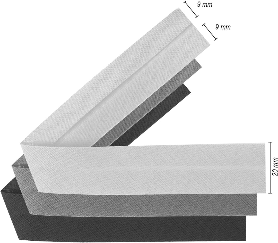 TEXTEX = 20 mm Breites Schrägband. 50% Baumwolle und 50% Polyester. Packung mit 3 Stück à 10 m - (He