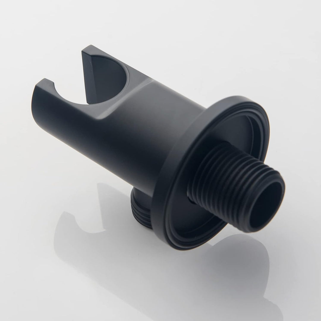 Keymark Wandanschlussbogen mit Brausehalter Schwarz Matt, Messing Schlauchanschluss mit Wandbrauseha