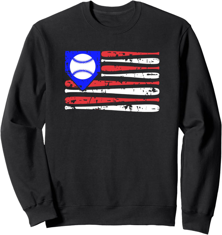 Baseball American Flag USA / Fledermäuse, Ball Home Plate Sweatshirt
