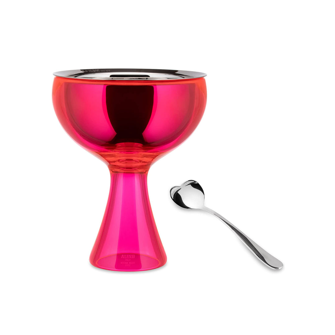 Alessi Big Love AMMI01S F - Set Bestehend aus einem Eisbecher und ein Eislöffel, aus Edelstahl 18/10