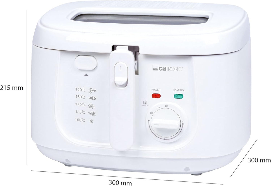 Clatronic® Fritteuse mit 2,5L Kapazität | Friteuse mit Fett | Friteuse Öl mit Geruchs- und Fettdunst
