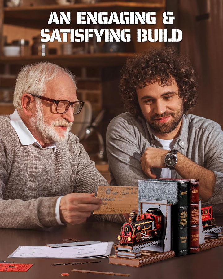 ROBOTIME DIY Buchstütze Book Nook Kit, Modelleisenbahn Buchstützen, 3D Puzzle Eisenbahn Modellbausat